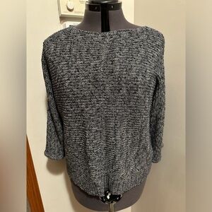 Chicos Boxy Cotton with Gold metallic Thead Loose Weave sweater 3/4 sleeve